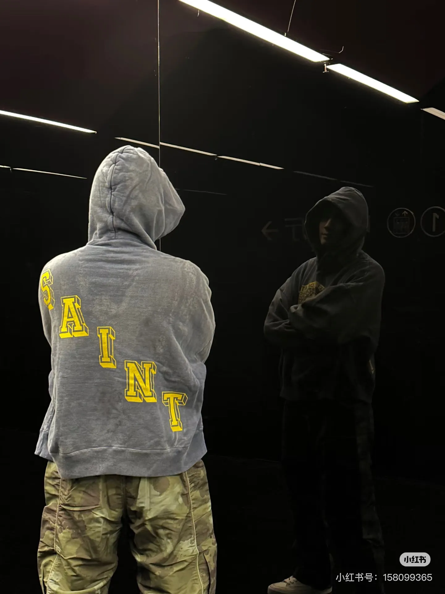 SAINT M×××××× ANGEL HOODIE/NAVY Angel Reborn Blue Hoodie Washed Blue S-XL Assute Garment Dyeing Full Clothes Water Fading Mud Dyeing Dirty Distress New Vintage Ceiling God Tailoring Original Super Loose Fit Customized Original Accessories God-level Print Restoration